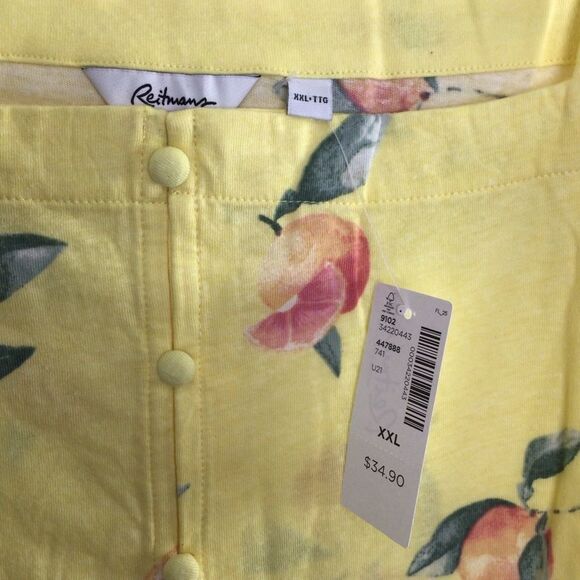 REITMANS boxy linen cotton top summertime Resortwear feminine fruity yellow XXL - Picture 5 of 10
